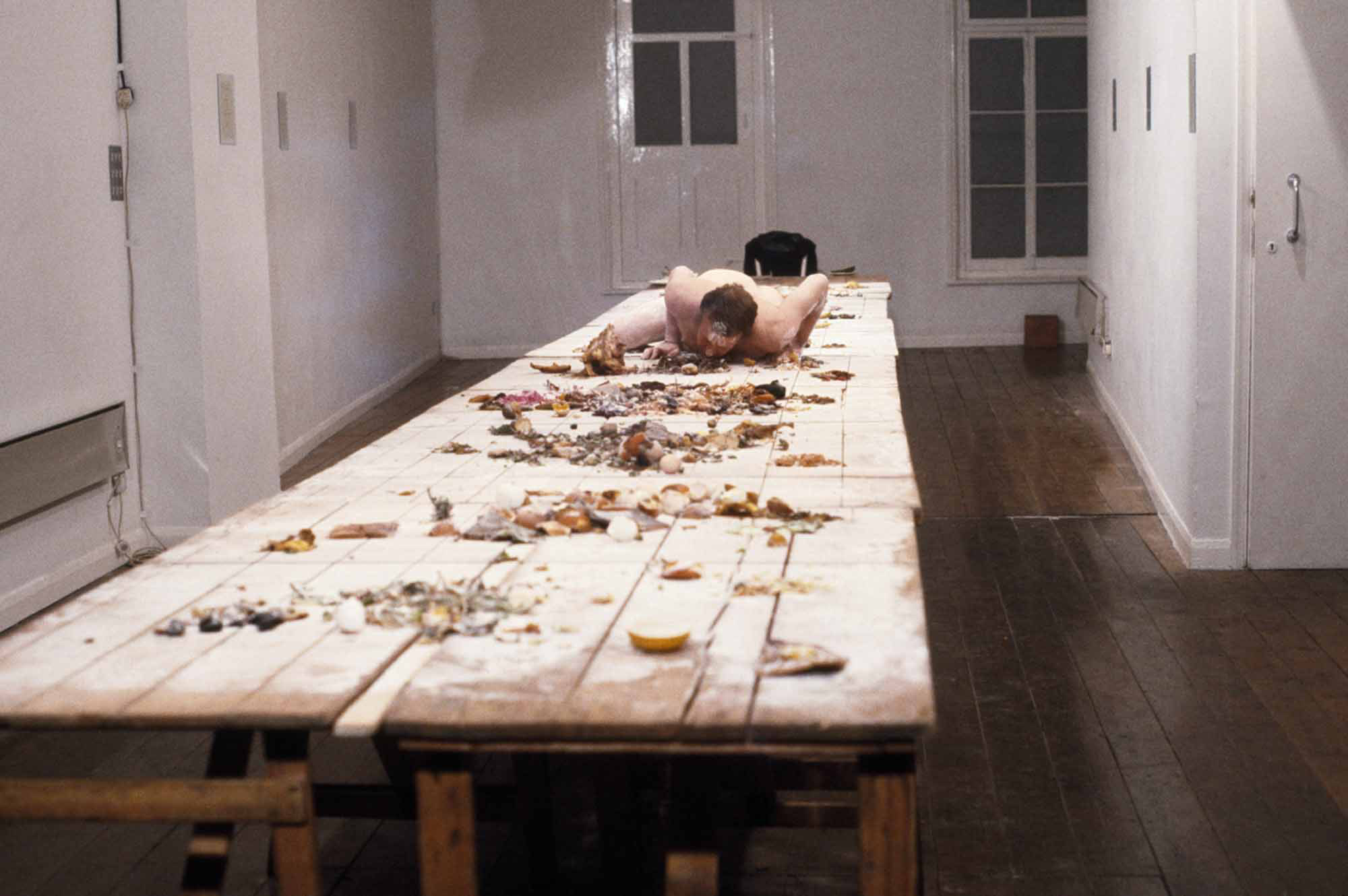 Stuart Brisley, 10 days A ritualised de-construction of the ritual by Stuart Brisley in association with Manfred Blob at The Acme Gallery, London, 21 – 31 December (1978). Courtesy of Acme, Acme Archive.